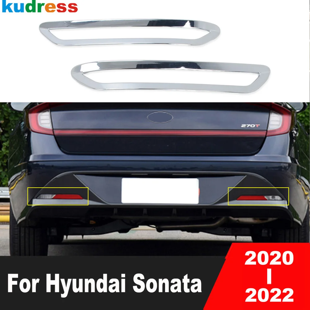 

For Hyundai Sonata 2020 2021 2022 Chrome Car Rear Bumper Fog Light Lamp Cover Trim Tail Foglight Foglamp Bezel Trims Accessories