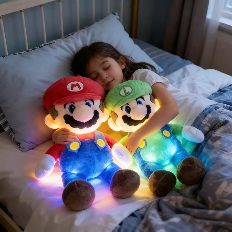 

Хит продаж: 45-сантиметровая плюшевая кукла Марио Брос с функцией имитации дыхания, музыкальная и световая игрушка для сна, сенсорная мягкая игрушка, подарок для малышей