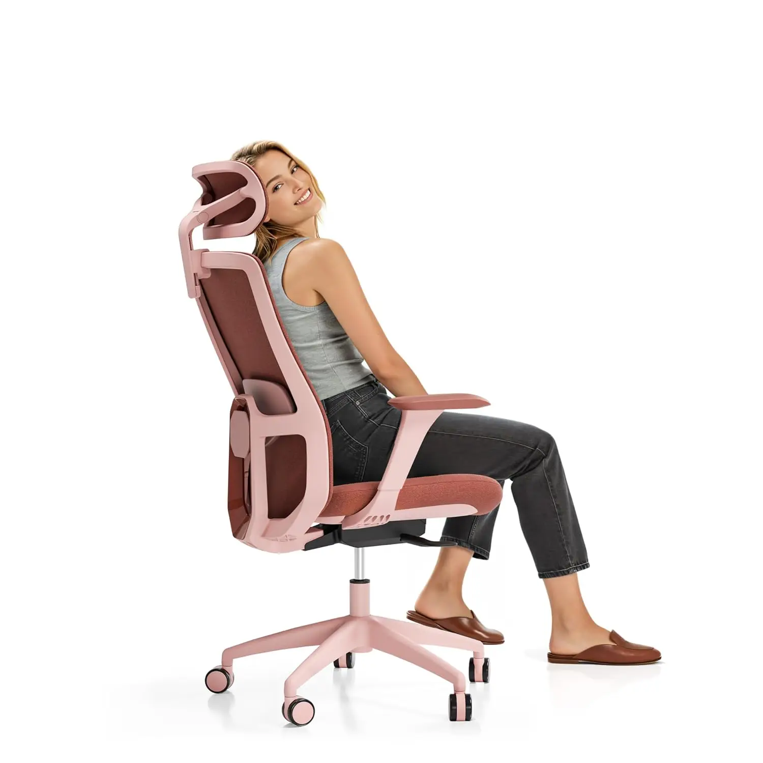 

Ergonomic Office Chair Adjustable Lumbar Support Headrest Armrest Breathable Mesh Height Comfortable Home Long Hours, Customized