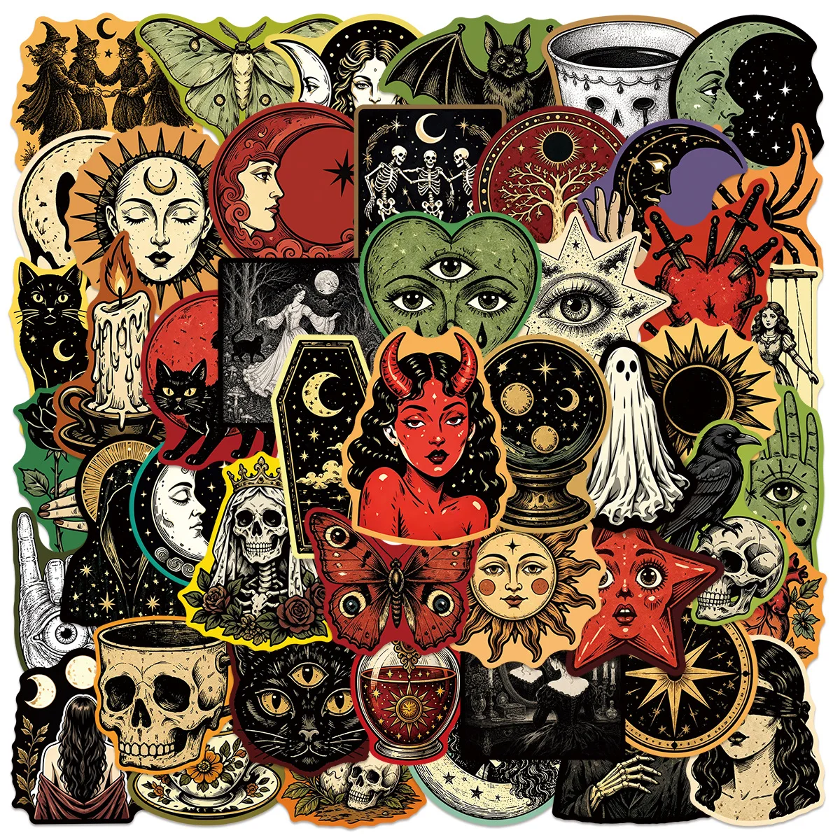 50 Pcs Vintage Gothic Aesthetic Graffiti Stickers Waterproof Vinyl Decals for Guitar Notebook Luggage Laptop