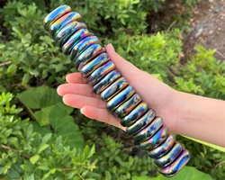 natural crystals cube wholesale magnetic titanium rainbow aura hematite crystal tumbled stones for gift