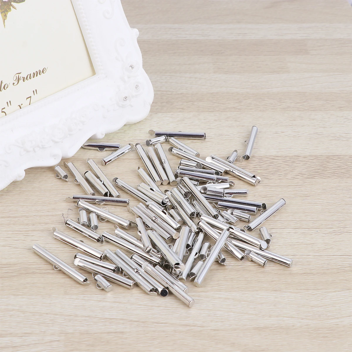 

100pcs Bead Chain Tube Buckle Spacers Silver Color for DIY Earrings Bracelets Necklaces Jewelry Making Accessories