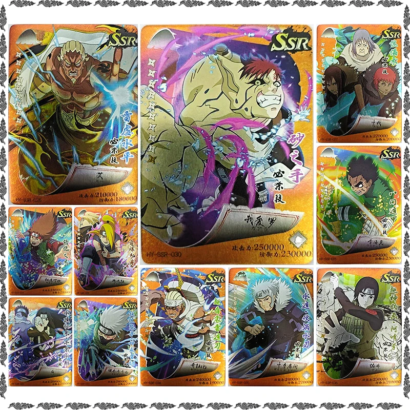 Коллекционные карточки по аниме NARUTO: редкие SSR-карты с Сай, Сенджу Тобирамой, Киллер Би, Какаши, Хаку, Рок Ли, Гаарой, Дейдарой. Подарок на день рождения.