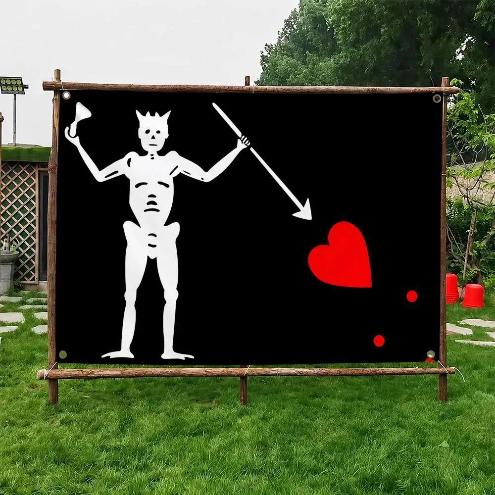 Blackbeard Edward Teach Pirate Flags Flag Soft skin-friendly Durable Tapestry Outdoor party Home living room bedroom Decoration