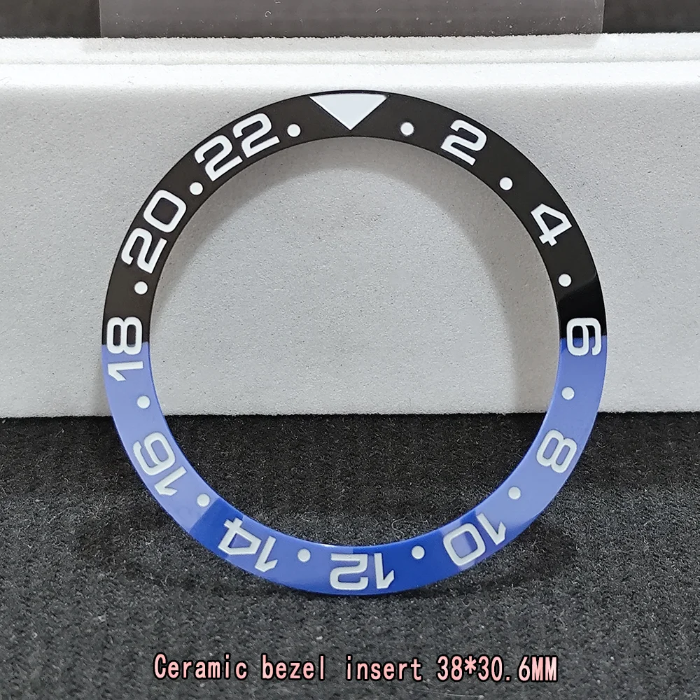 Inclinazione 38 * 30,6 mm lunetta per orologio in ceramica GMT e inserti per orologi subacquei adatti per 40 mm sostituzione di accessori Fashionistas