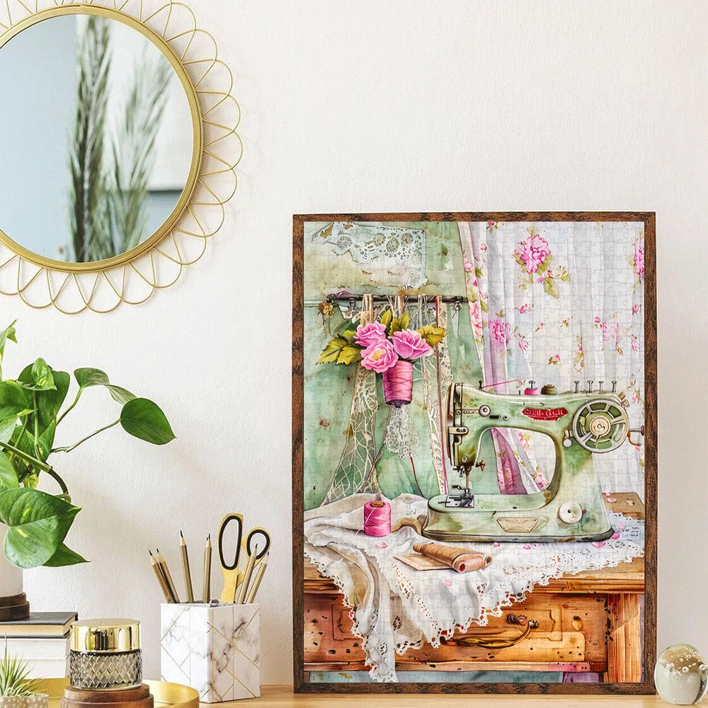 1000개 빈티지 재봉틀 - 레이스와 꽃무늬 디자인을 특징으로 하는 매력적인 공예실 이미지, 성인을 위한 흥미로운 가족 게임