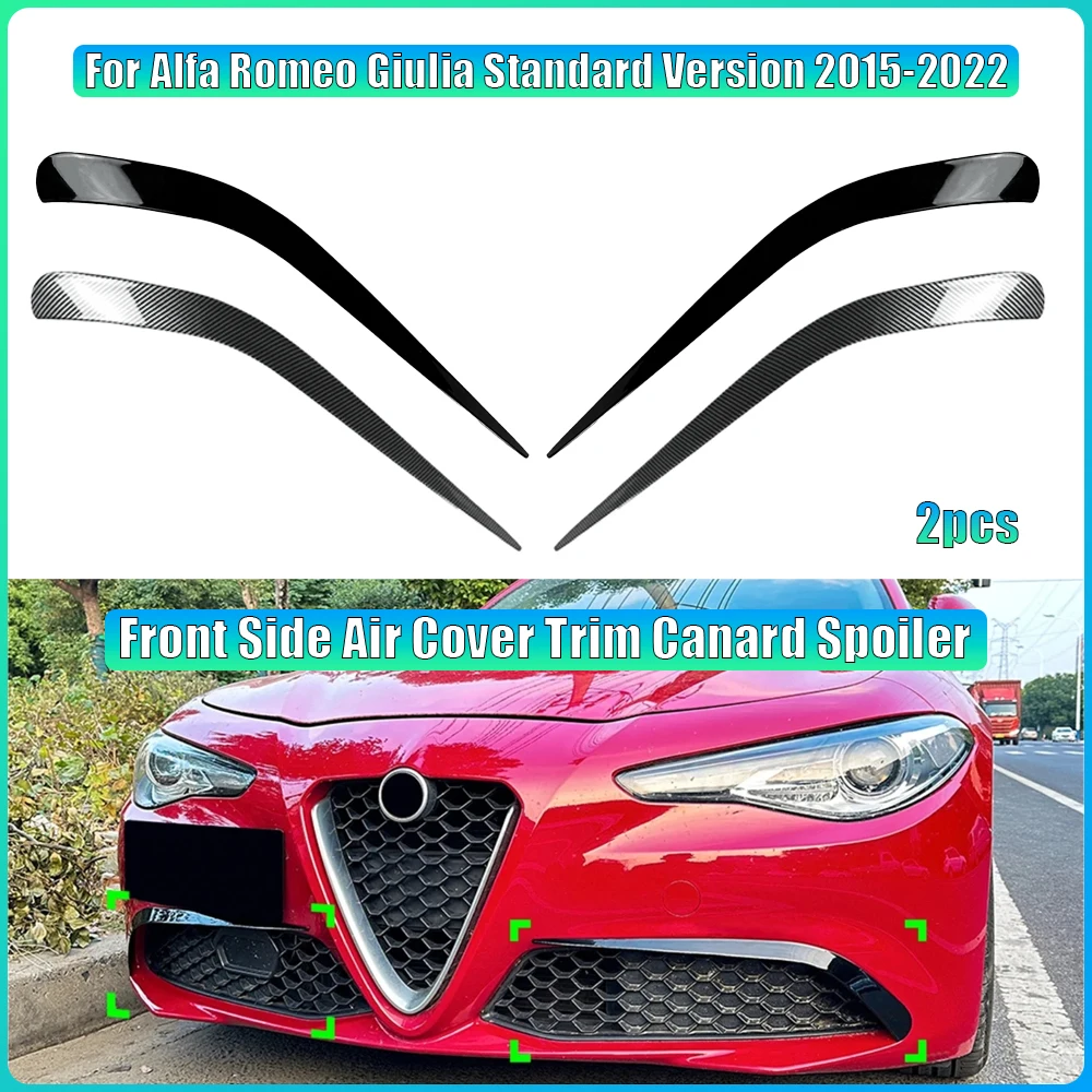 

2PCS Glossy Black Carbon Look Front Side Air Cover Trim Canard Spoiler for Alfa Romeo Giulia Standard Version 2015-2022