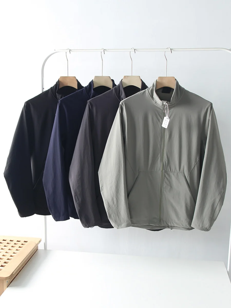 

Outdoor Lightweight Waterproof Four-Sided Elastic Sunscreen Breathable Spring Summer Men's Casual Stand Collar Thin Jaet