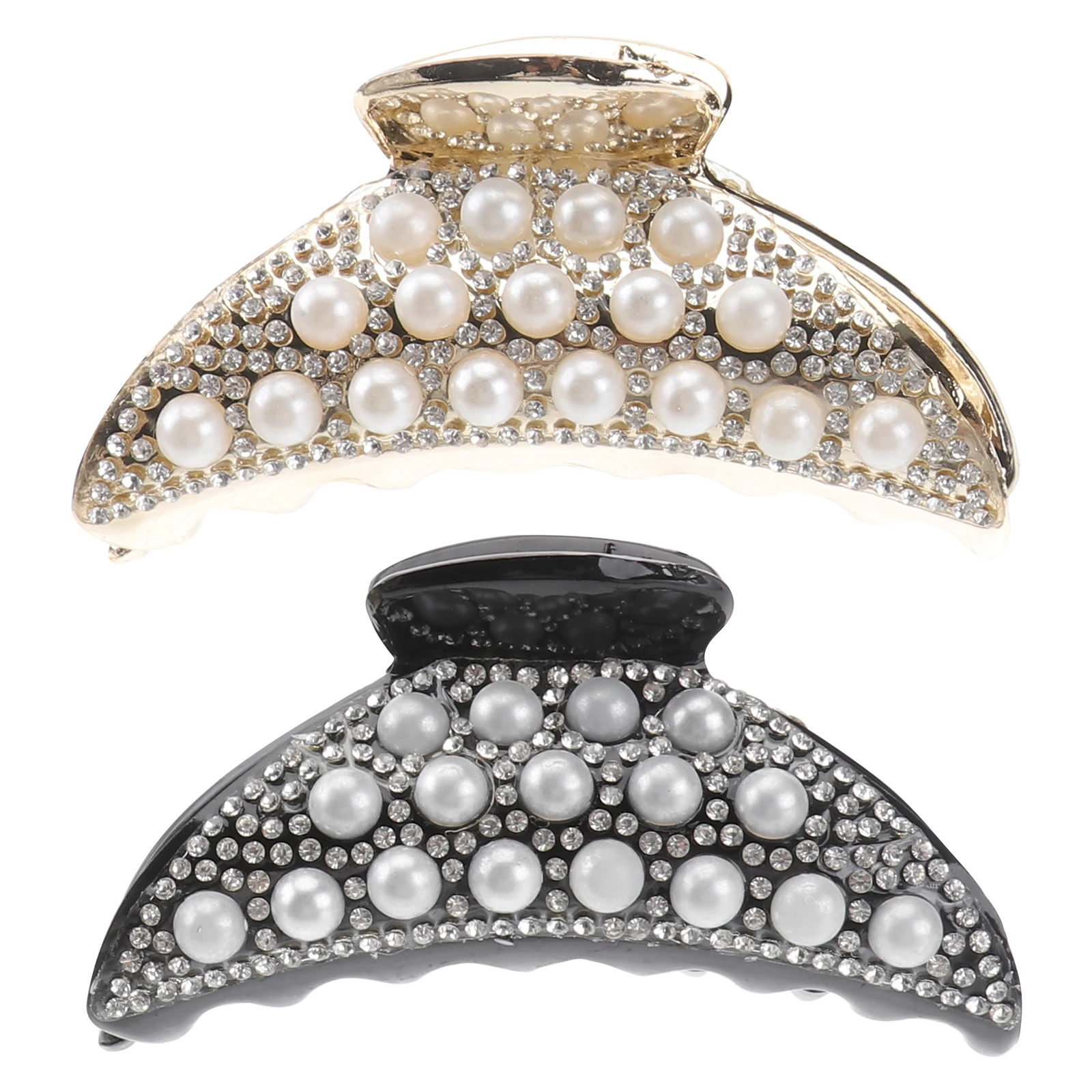 

2pcs Pearl Hair Claws Durable Styling Clips For Women Girls Strong Hold Teeth Design Suitable For Thick Thin Curly Hair