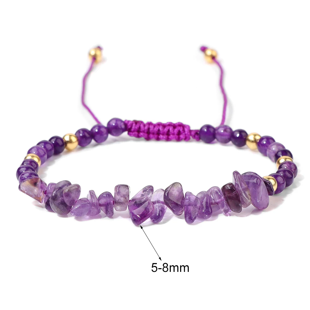 Natural Stone Amethysts Lapis Lazuli Chip Beads Bracelet Irregular Gravel Bracelets Adjustable Men Women Bracelet Jewelry Gifts - Image 3