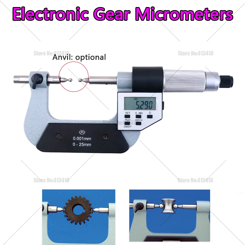 Xibei Five-Button Gear Micrometers 0-25mm 25-50mm 50-75mm 75-100mm 0.001 Зубчатый микрометр Micromètre d'extérieur à billes