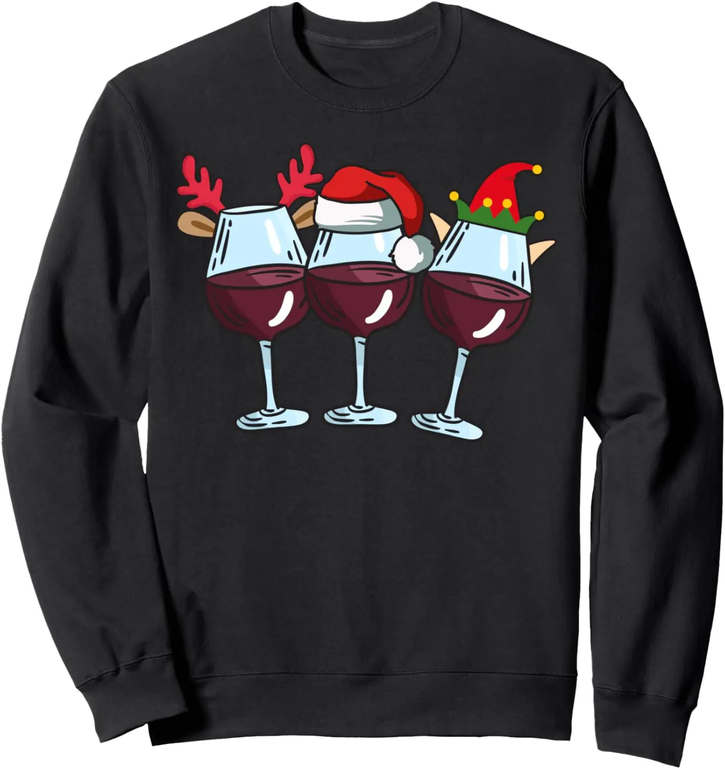 

Wine Glass Santa Elf Reindeer Drinking Cool Christmas Gifts Sweatshirt