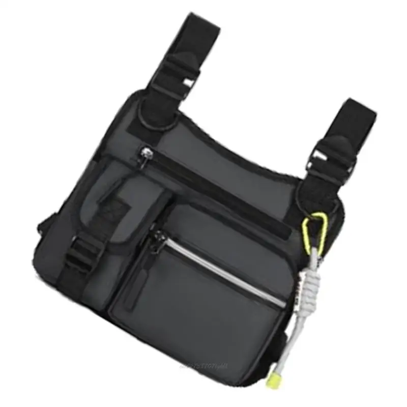 X5XA حقيبة صدر قابلة للتعديل من النايلون المقاوم للتمزق، متعددة الجيوب للتخزين، معدات الأنشطة الخارجية #1