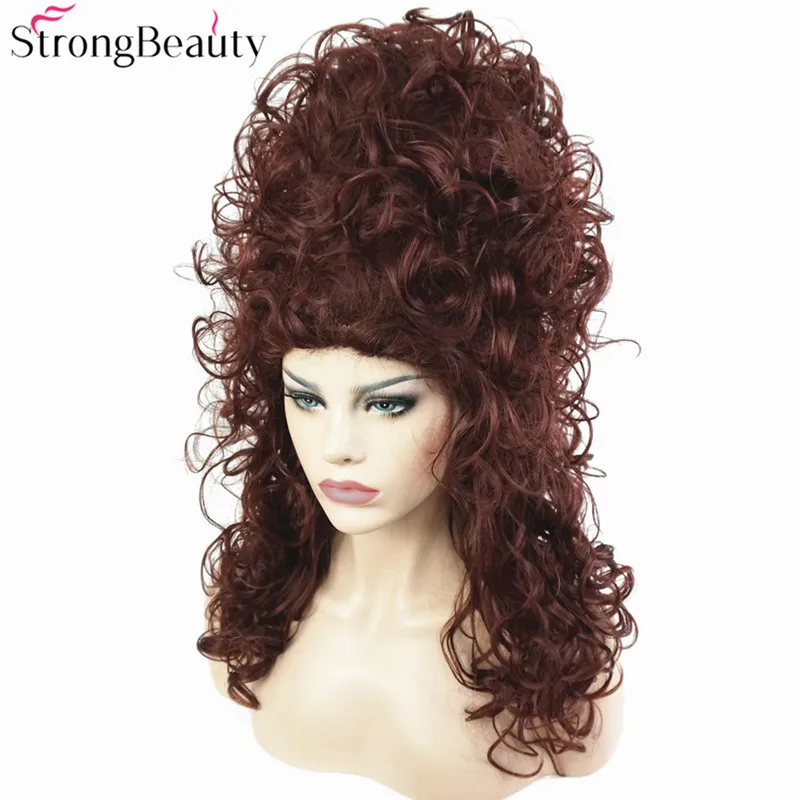 

StrongBeauty Beehive Curly Auburn Wigs Women Vintage Queen Halloween Costume Cosplay Wig Party Hair