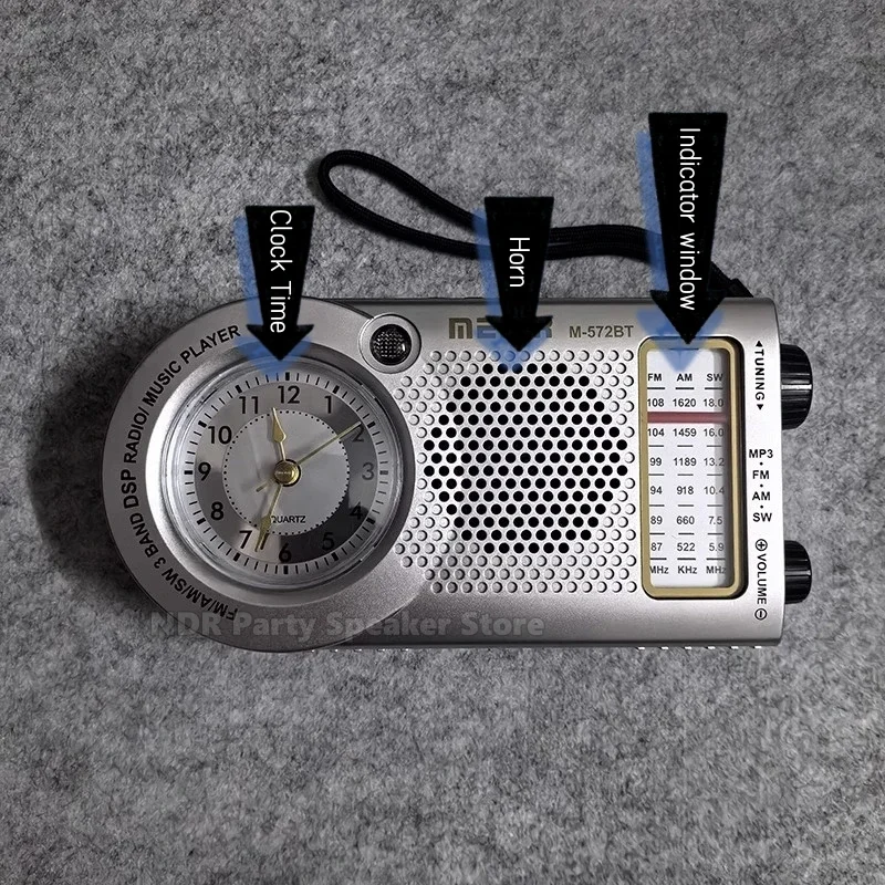 M-572BT المحمولة كل موجة الفرقة راديو حساسية عالية استقبال سماعة لاسلكية تعمل بالبلوتوث مكبرات الصوت دعم U القرص AUX مشغل موسيقى MP3