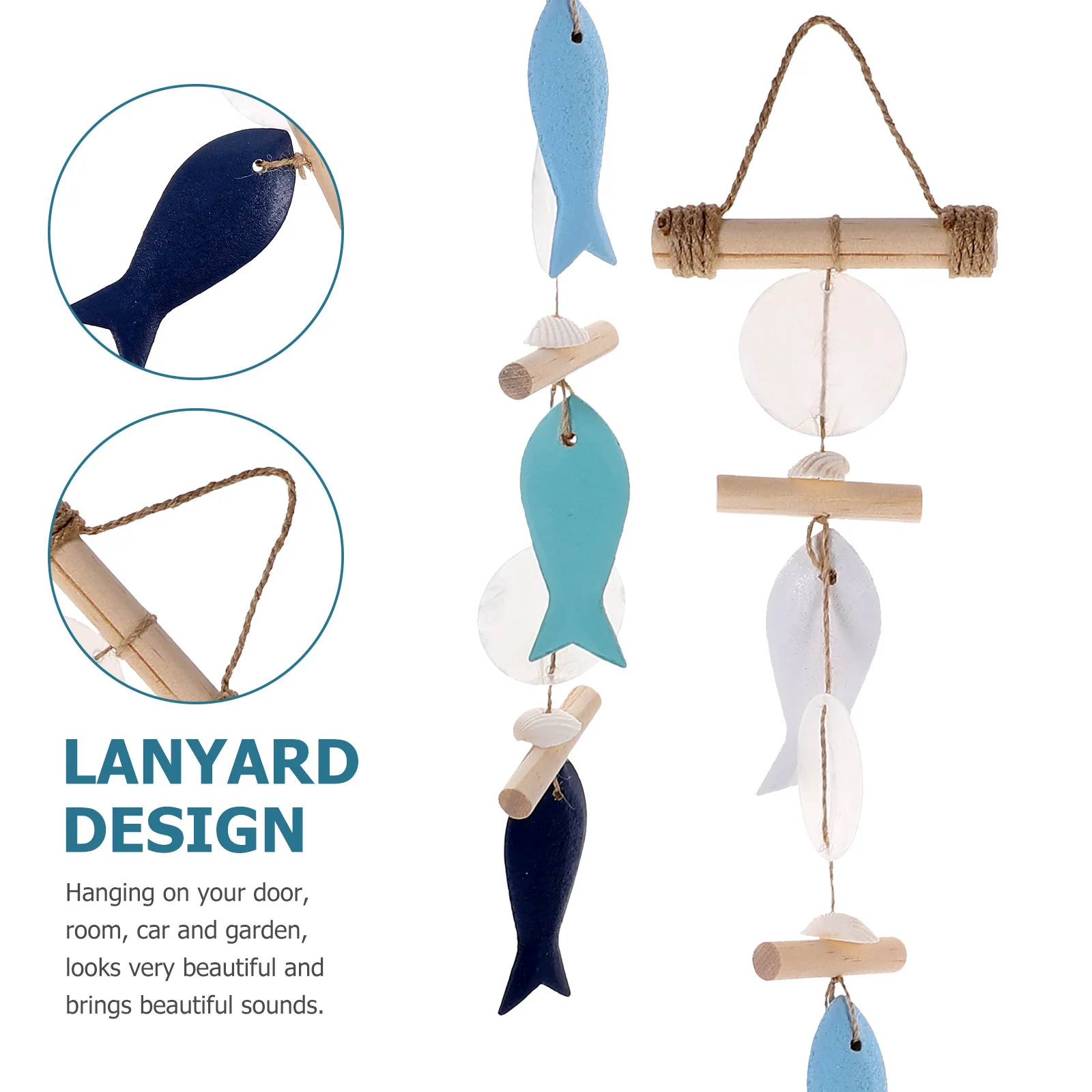 

1pcs Fish Wind Chime Wooden Hanging Decor For Balcony Garden Bedroom Living Room Home Wind Bell Ornament Decorative Pendant