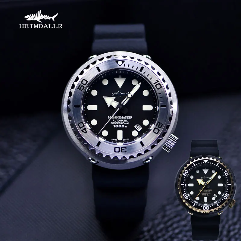 

Heimdallr 47mm Black Dial Men's 1000M SBBN Tuna Dive Watch Sapphire Glass NH35 Automatic Movement C3 Luminous Rubber Strap