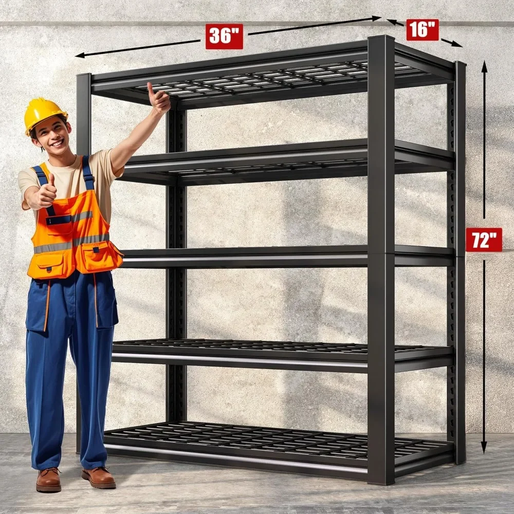 Garage Shelving 3000LBS Storage Shelves Heavy Duty Shelving Adjustable 5-Tier Industrial Metal Shelving Units for Garage