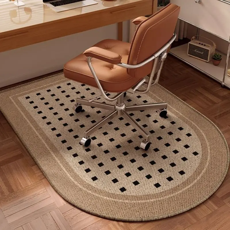 VIKAMA Brown Wave Pattern Arch Chair Mat Stain Resistant Non Slip Living Room Floor Protector Home Office Decor Home Decor
