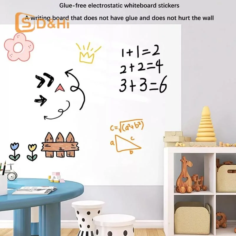 New Electrostatic Whiteboard Sticker Reusable PP Teaching Graffiti Drawing Board Removable Household Erasable Whiteboard