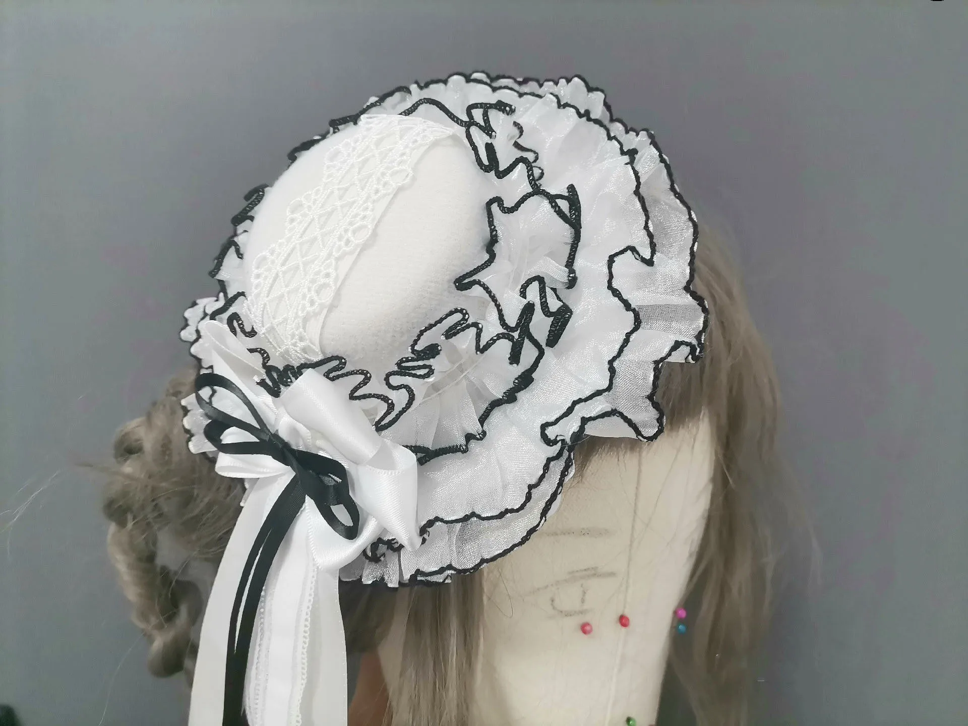 

Women's hats fashion lolita white gothic small top hat 1 piece