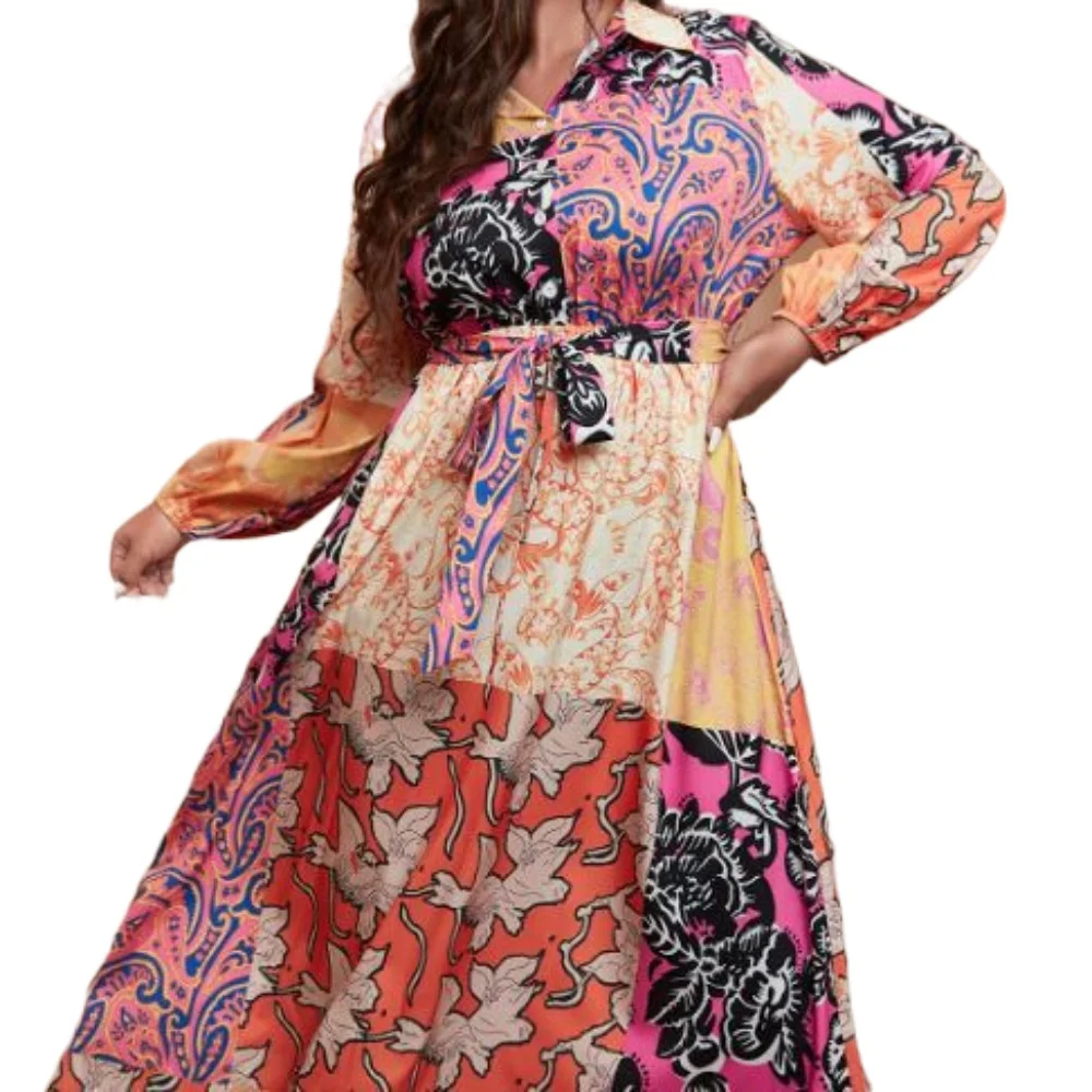 

Eid Muslim Dresses Women Printed Abaya 2023 New Long Shirt Dress Button Lapel Maxi Robe Summer Jalabiya Ramadan Elegant Vestidos