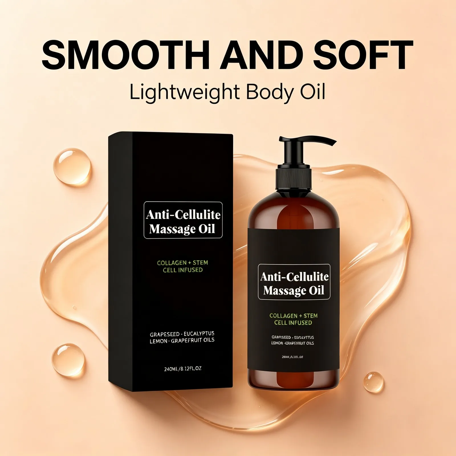 Anti-cellulite Body Massage Oil Natural Plant Essential OilRelaxing Soothing Moisturizing Skin Care Lightweight Non Greasy 240ml
