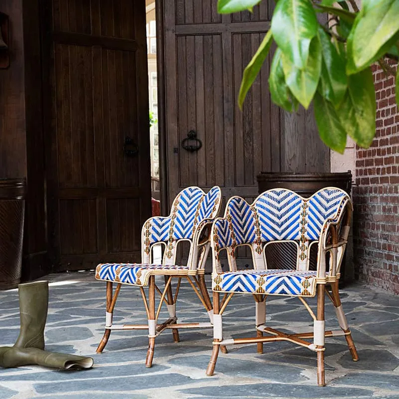 Nordic Luxury Colour-Blocked Hand-Woven Rattan Dining Chair for Home