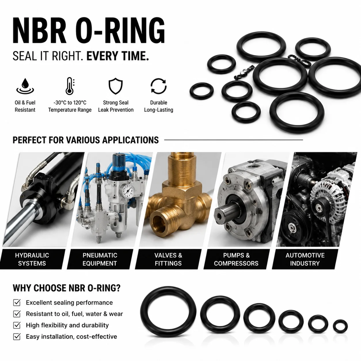 279 Pieces of NBR Sealing Kit Rubber Ring CS 1.5-3.5mm Outer Diameter 3-22mm Waterproof Engineering Machinery Maintenance