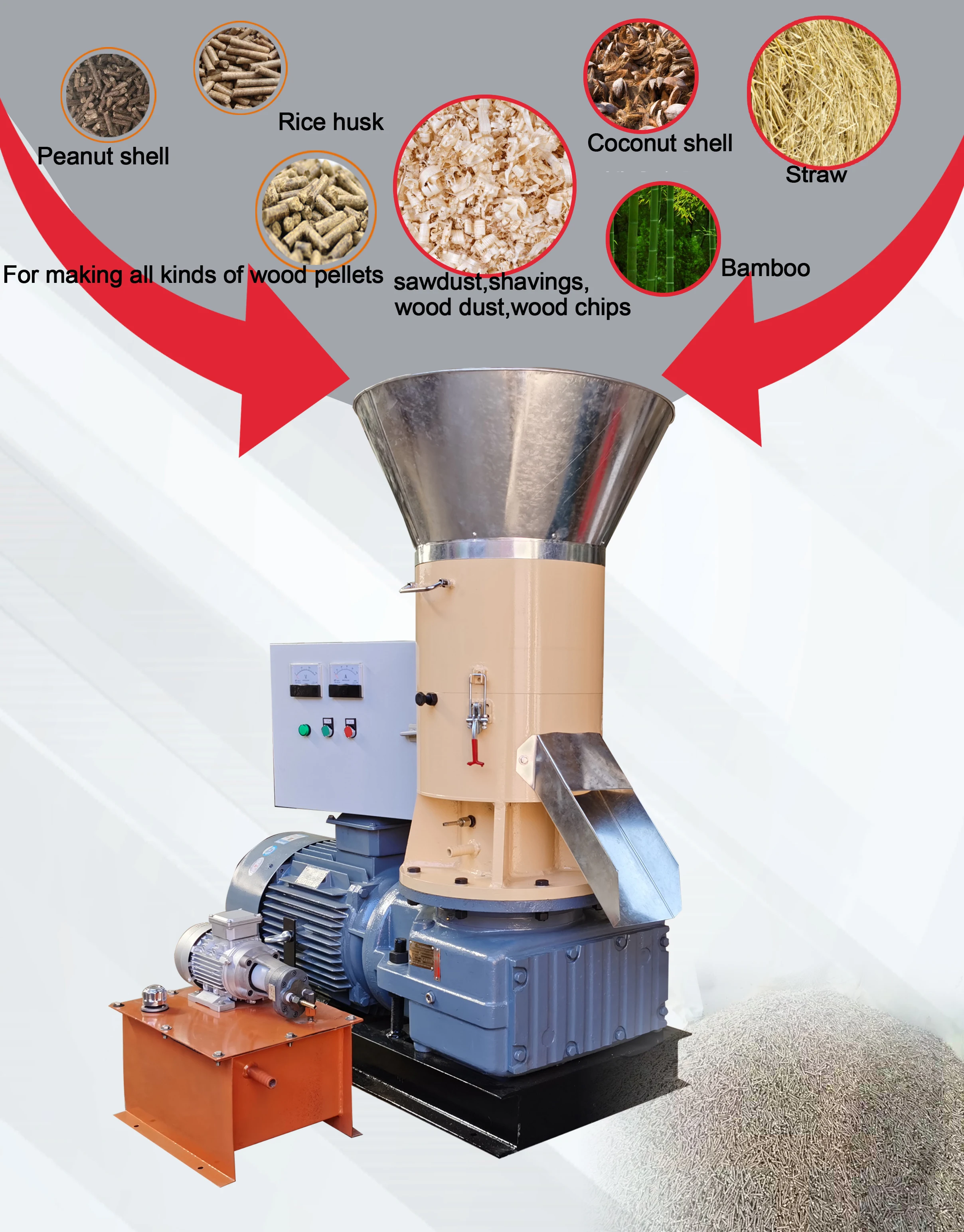 Machine à granulés de biomasse en matériau brut, prix CIF, pour l'aliments et la production de carburant renouvelable des déchets agricoles