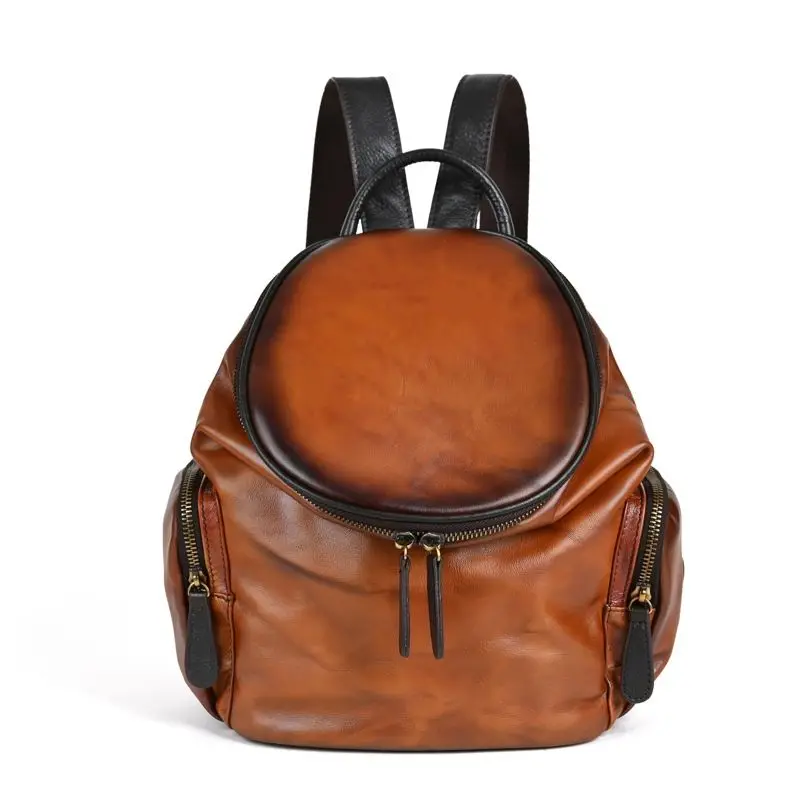 New Leather Texture High Quality Soft Leather Casual Travel Bag Fashion Backpack Head Layer Cowhide Bag Women Sac Poplene Femme