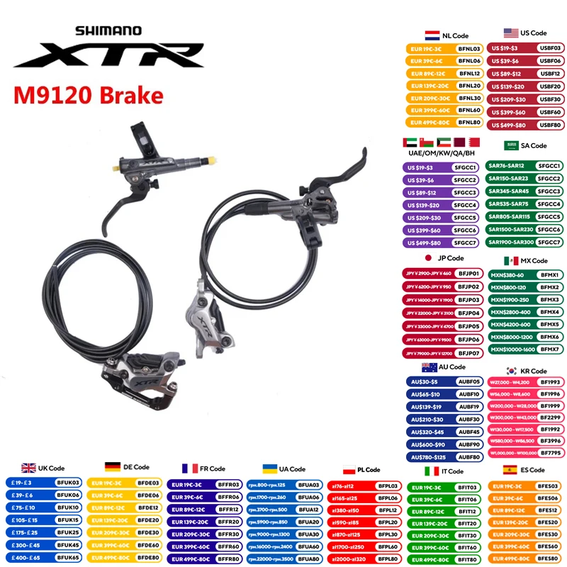 SHIMANO XTR M9100 Series M9120 Brake 4 Piston For MTB Mountain Bike Bicycle Hydraulic Disc Brake Original Shimano Bike Part