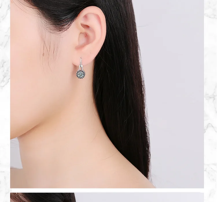 Dangle Earrings Brincos for Women Stamp 925 Sterling Silver Earrings Fine Jewelry Flower Black Spinel Engagement