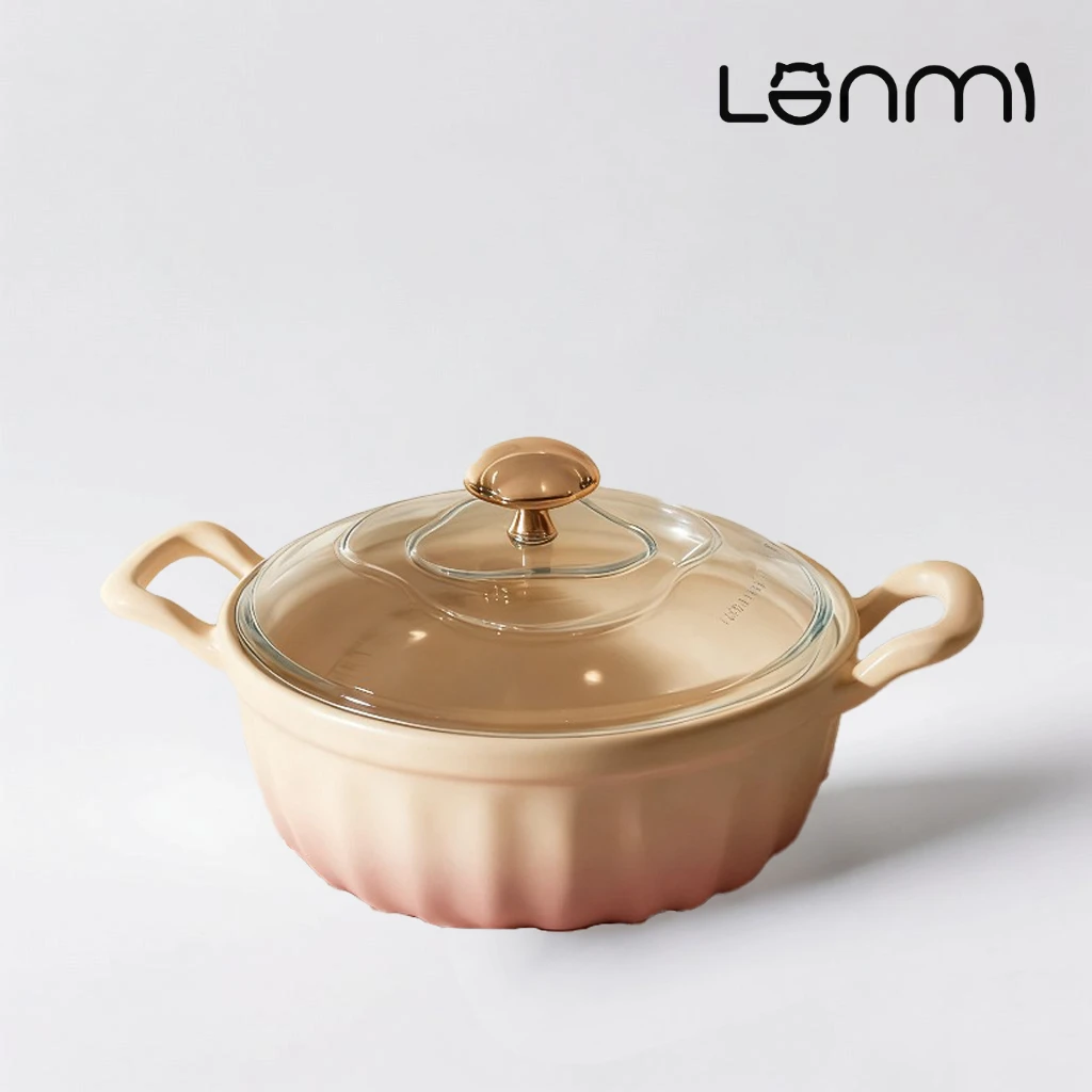 

LANMI 3L Ceramic Cooking Pot Natural Clay Family Size Ceramic Slow Cooker Nutrition Locking Winter Essential Soup Pot