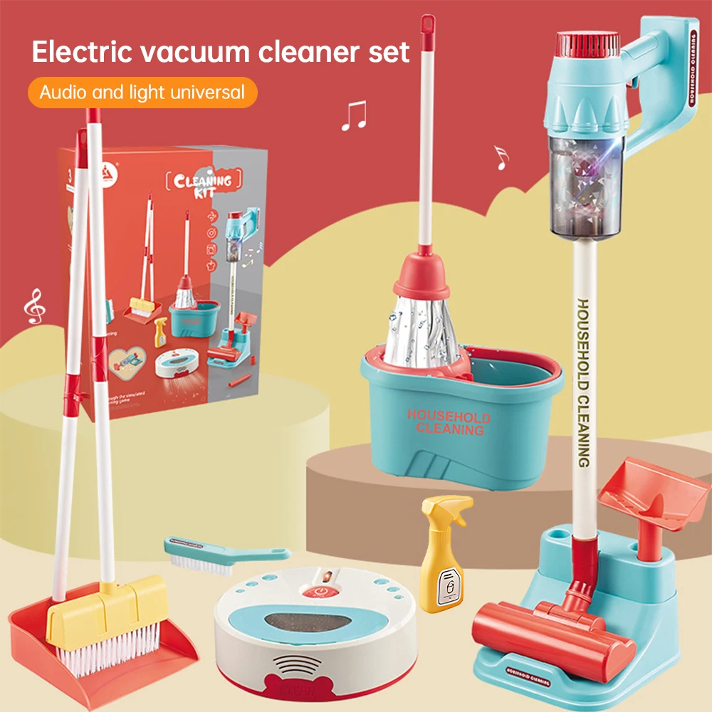 

Kids Cleaning Toy Set for Toddler Housekeeping Play Set with Robot Vacuum Real Working Vacuum Cleaner Broom Mop Dustpan Toys