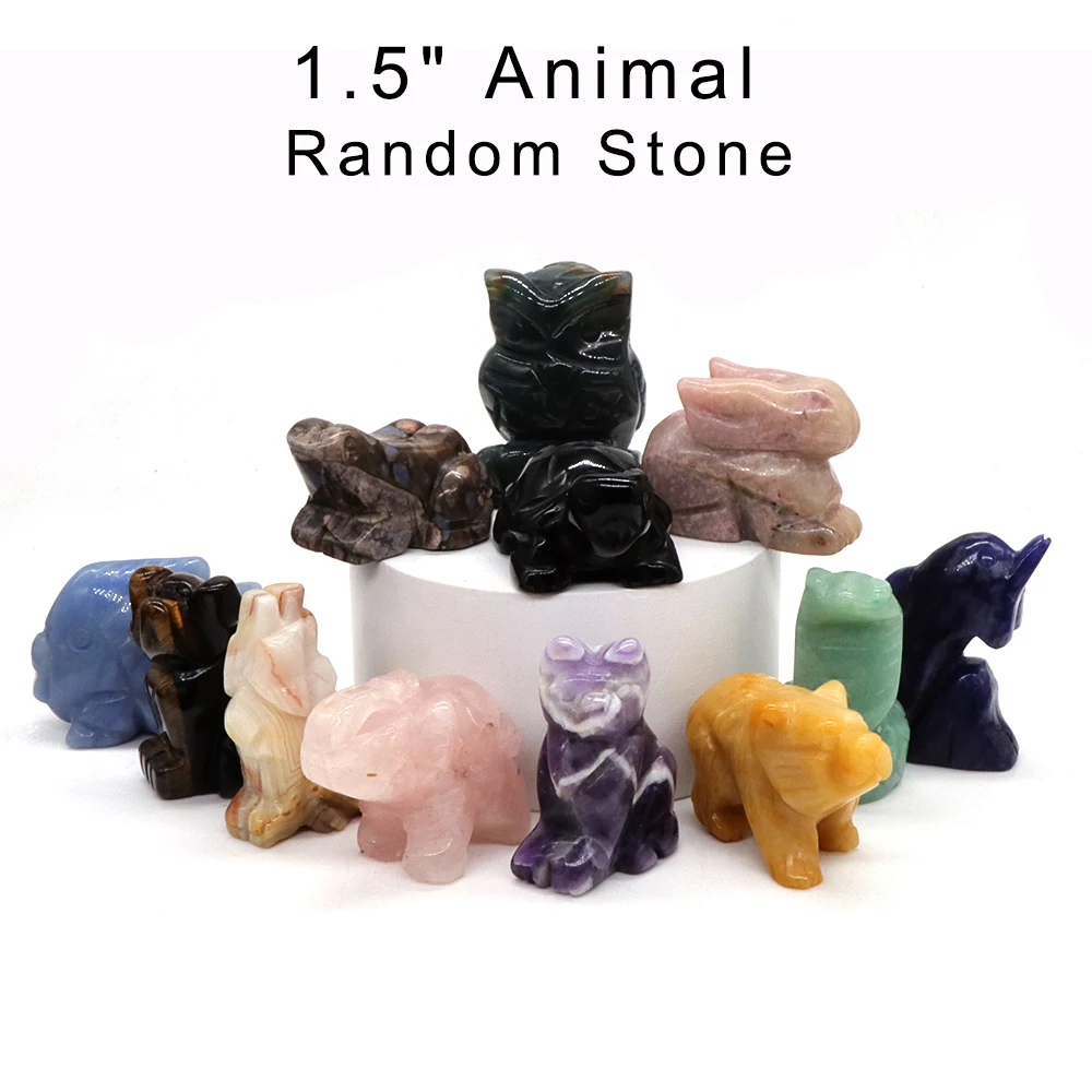 12PC/ Set Mix Natural Random Crystals and Stones Animal Elephant Turtle Bear Figurine Ball Egg Sphere Wolf Angel Pendant Decor