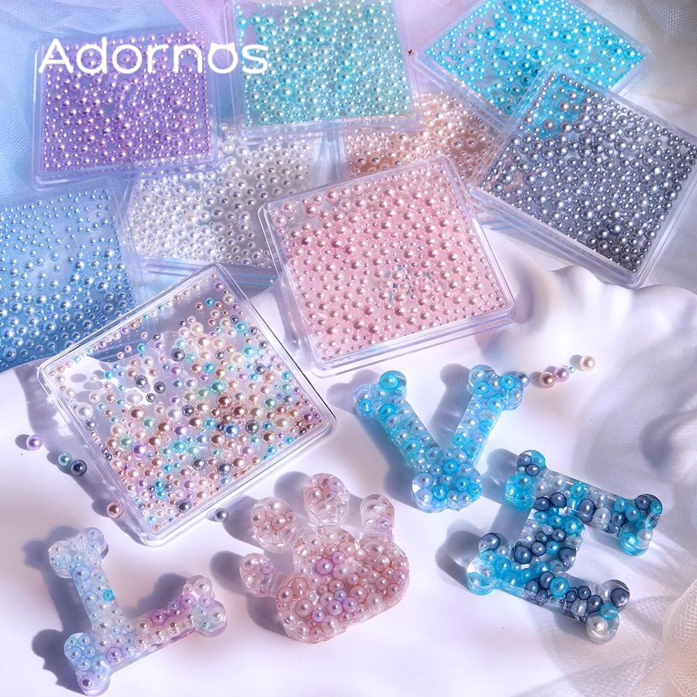 반짝 이는 라운드 진주 네일 아트 액세서리 다채로운 광택 진주 일본 매니큐어 참 오션 버블 비즈 네일 장식 부품