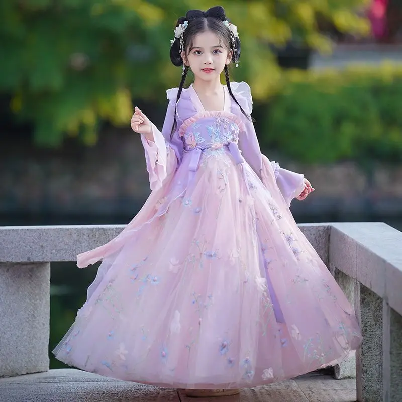 Hanfu Meisjes Kleding Mid- Festival Kinderen Fee Oude Meisje Jurk Chinese Stijl Tang Pak Lente En Herfst