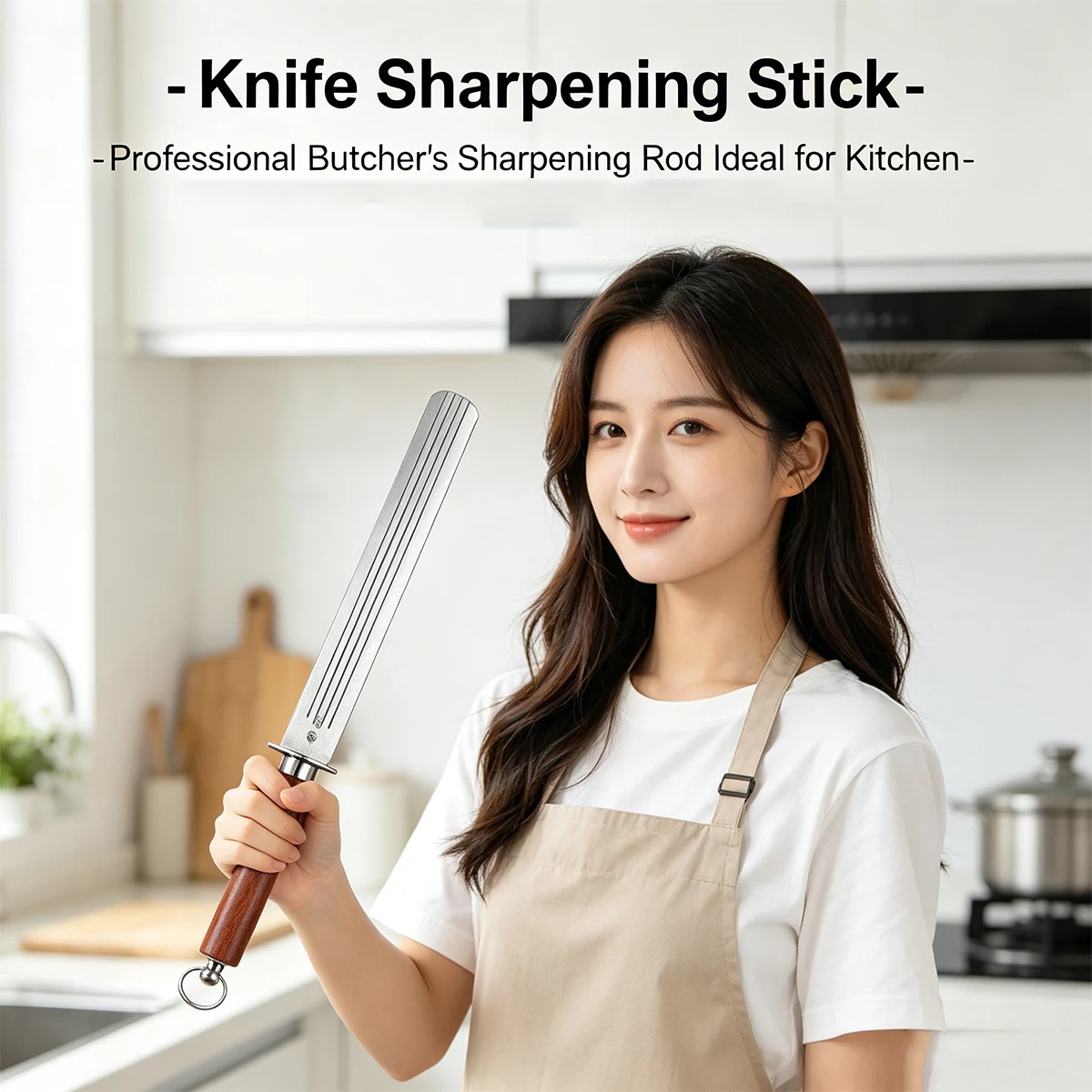 Professional knife sharpener honing rod with comfort handle, high carbon steel sharpening tool for kitchen and cooking