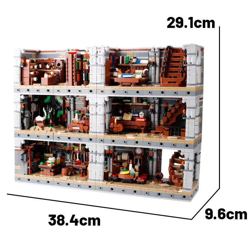 MOC Medieval Castle Room House Building Blocks Kit Middle Age Study Staircase Map Bricks Assemble Toys Gift