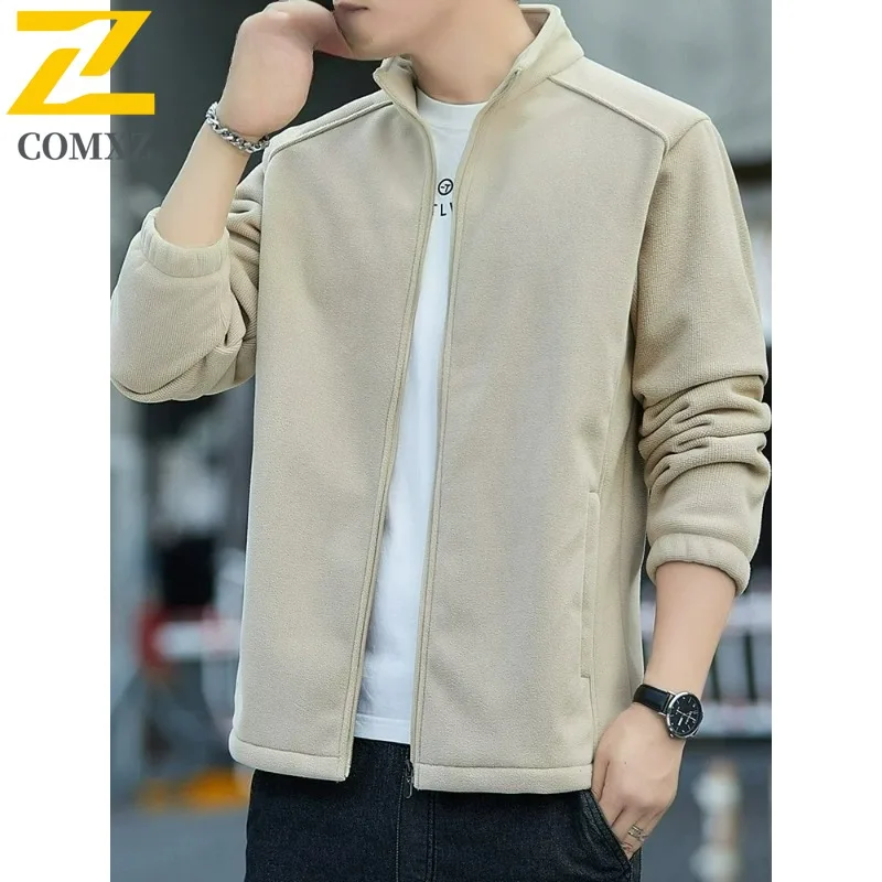 

COMXZ Man Clothes Fleece Jacket Business Brand Luxury Outdoor Warm Thick Travel Office Windbreaker Jacket High End Winter Jacket