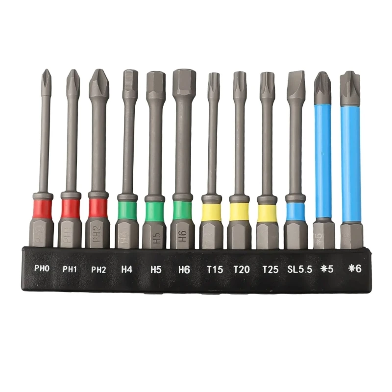 X37E 12Pcs/set Screwdriver Bit Hand Tool Accessories 65mm Screwdriver Bit 1/4