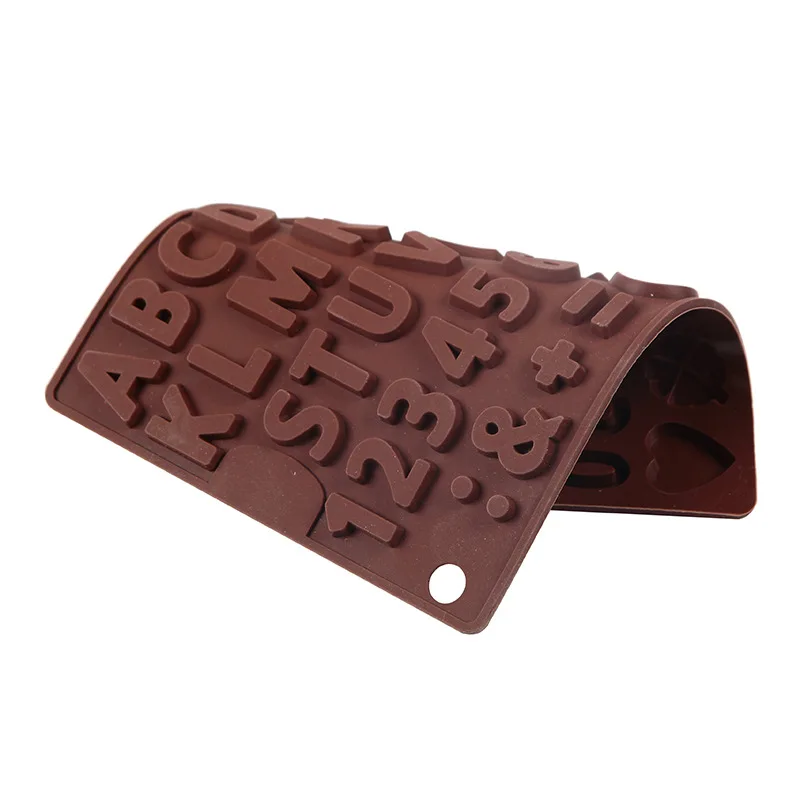 English Letter Silicone Chocolate Mold Alphanumeric Candy Biscuit Jelly Ice Baking Mould Cake Decor Soap Candle Making Set Gifts