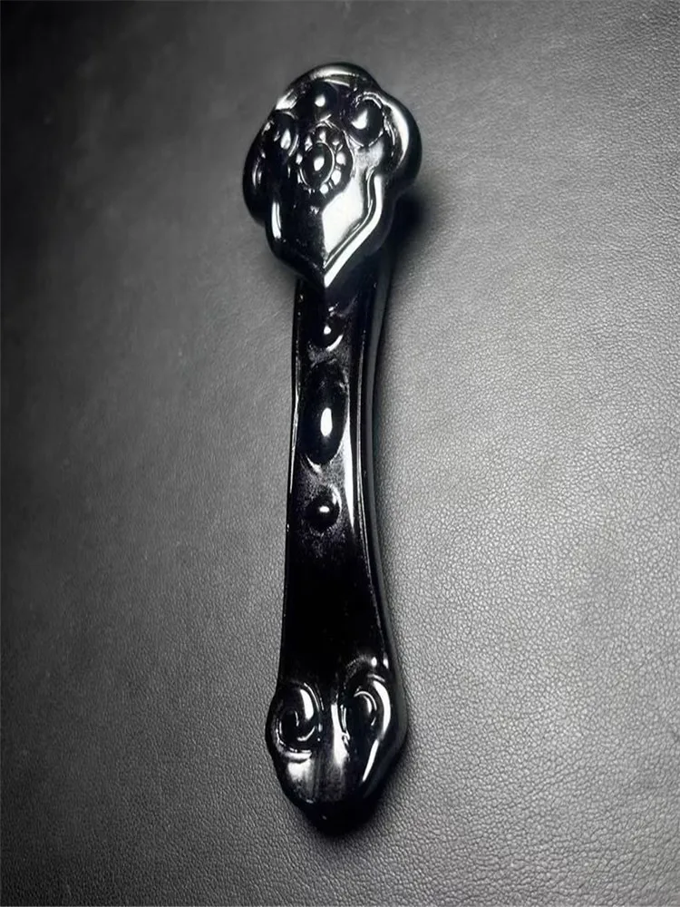 Natural Obsidian Ruyi - Feng Shui Amulet for Business Success And Luck Attraction