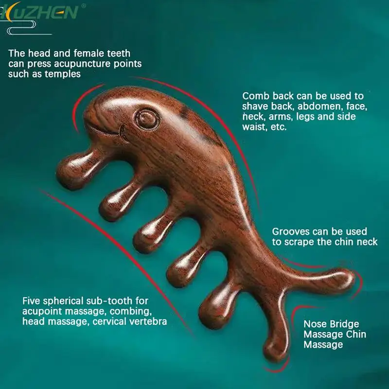 

Meridian Massage Comb Five-Tooth Handleless Wooden Point Acupuncture Head Comb Wide-Tooth Sandalwood Comb Massage Head Comb