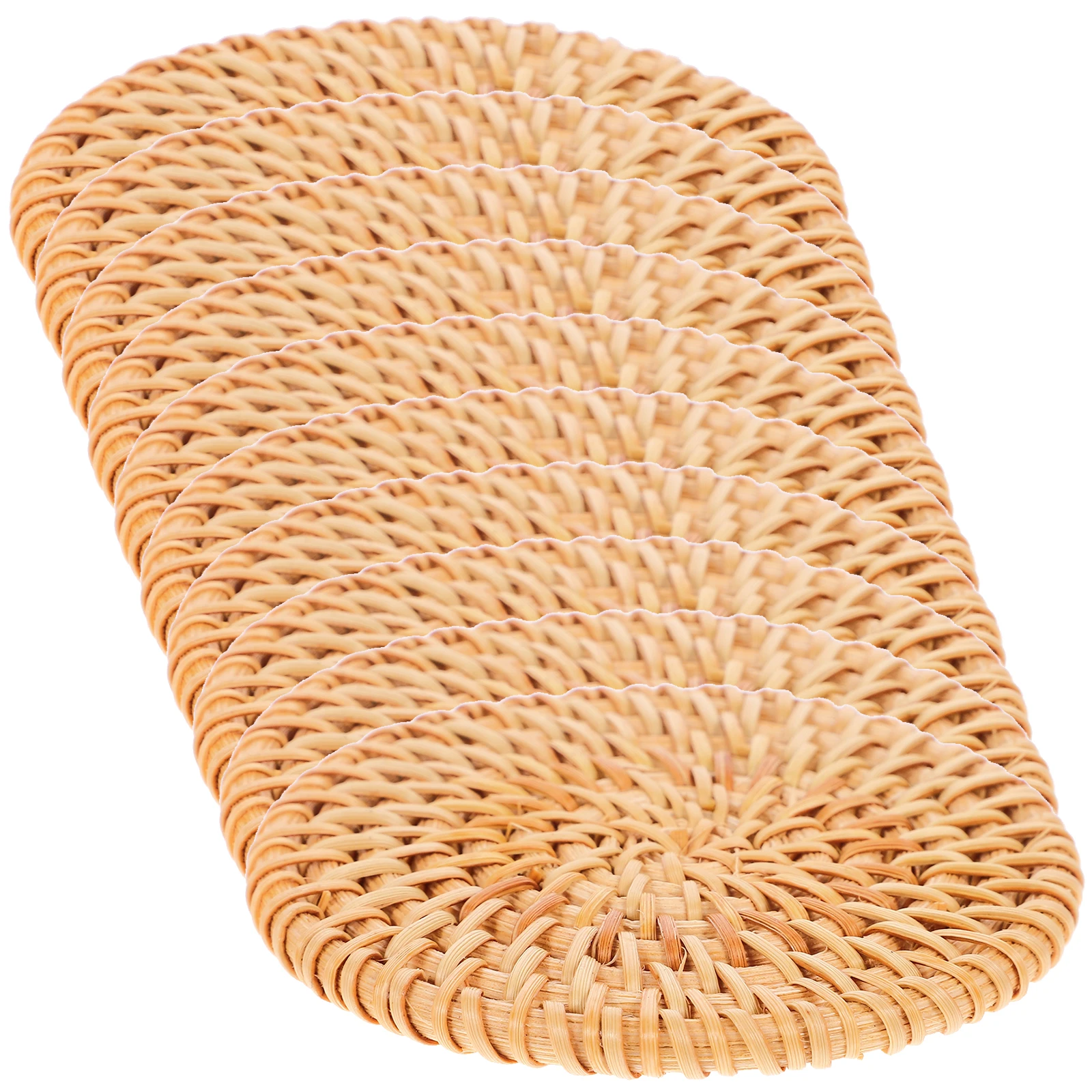 

6 Pieces Rattan Coasters Set 10CM Woven Heat Insulation Mats for Coffee Table Dining Decorative Placemats Braided Round Coaster