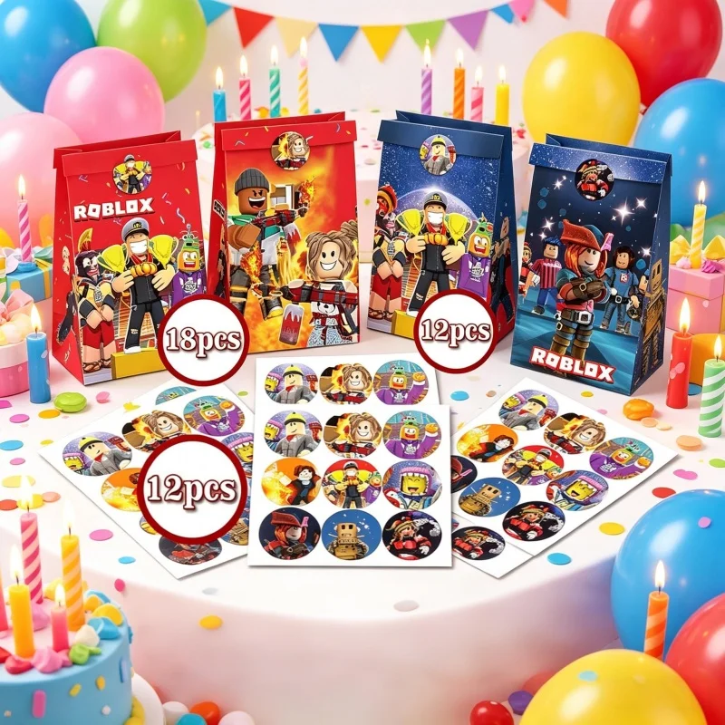 Robloxed Papiertüten-Aufkleber-Kombination: Niedliches Deko-Set für Geburtstagsfeiern, Festival-Events, Themenveranstaltungen und Szenen-Layout-Kits – Detail 5