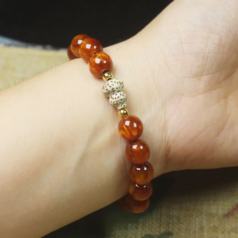 Silk Sea Willow 10mm Beads Bracelet Resin Sea Willow Star Moon Gourd Rosary Bracelet Men and Women Temperament Crafts Gift