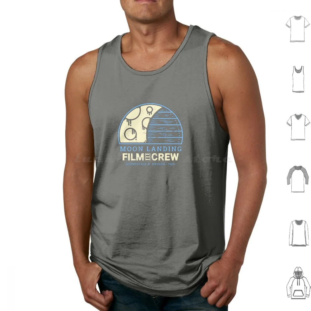 Moon Landing Hoax Film Crew Theory Tank Tops Vest Sleeveless Space Parody Joke Ridiculous Halloween America 1969 Apollo 11
