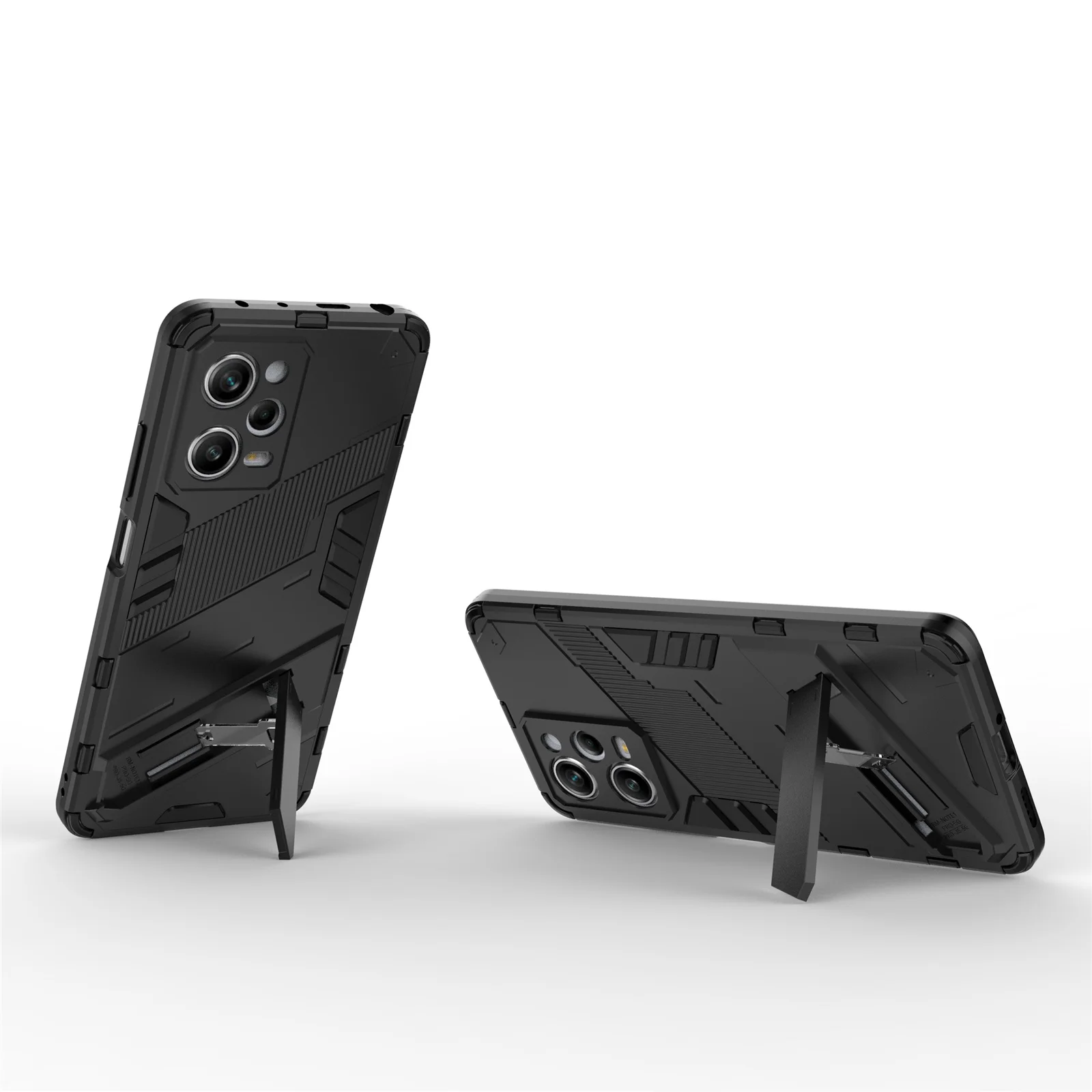 Picture 3: For Xiaomi Redmi Note 12 Pro 5G Hard PC+Soft TPU Kickstand Case Anti-scratch Mobile Phone Cover - Black